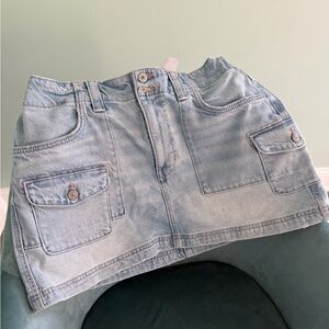 American Eagle Outfitters Light Wash Denim Mini Skirt